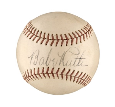 Circa 1935-39 Beautiful Babe Ruth Single Signed “Ford Frick” N.L. Baseball (PSA/DNA 6.5)